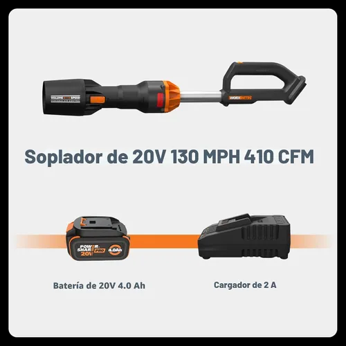 Vista 8 de WORX Soplador de hojas inalámbrico, soplador eléctrico de 20 V