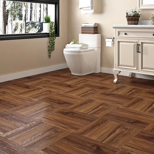 Vista 2 de Livelynine Suelo de madera de acacia natural, baldosas de vinilo impermeable, autoadhesivas, aspecto de madera, suelo laminado apto para inquilinos