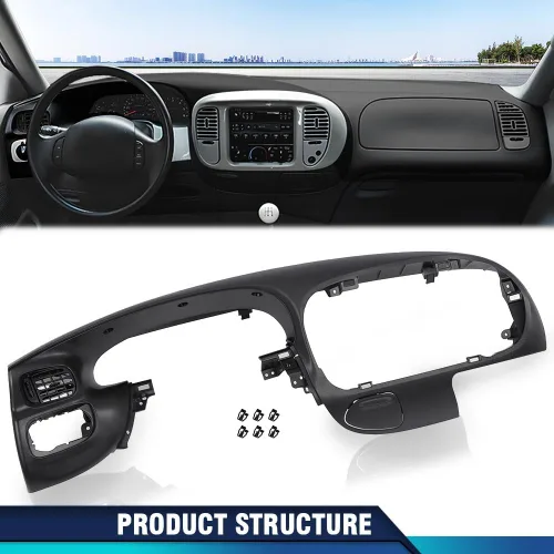 Vista 9 de PIT66 Bisel de Almohadilla de Tablero Negro Compatible con Ford F150 1997-2003/ Compatible con Ford Expedition 1997-2003