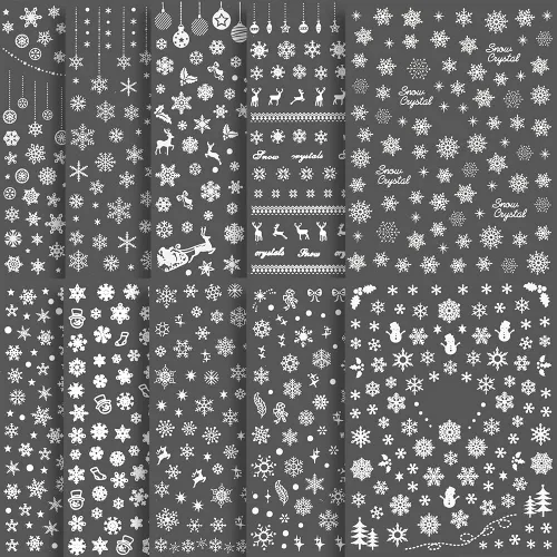 Vista 7 de Calcomanías de uñas de copo de nieve 10 hojas, calcomanías de copo de nieve de Navidad, calcomanías de uñas 3D autoadhesivas, diseño de uñas de tema