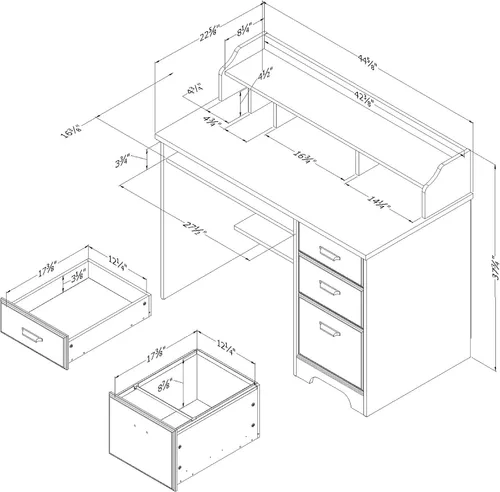 Vista 3 de South Shore Versa - Escritorio para computadora con gabinete, arce gris