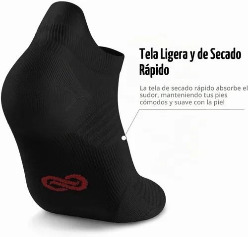 Vista 6 de Calcetines de compresión para correr con corte bajo en el tobillo (6 pares) para hombres y mujeres negro (6 pares)