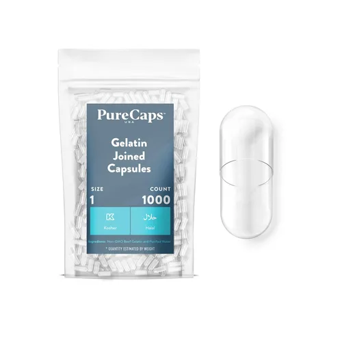 Vista 9 de PureCaps USA - Cápsulas de gelatina vacías tamaño 1, 2,000 pastillas de gel vacías unidas, transparentes, certificadas sin OMG, Kosher, sin gluten