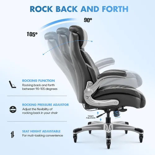Vista 7 de COLAMY Silla de escritorio ergonómica de oficina con respaldo alto ejecutivo, soporte lumbar emergente, ruedas mejoradas, reposacabezas ajustable
