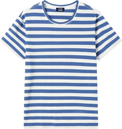 Vista 8 de LittleSpring Camisetas de manga corta con cuello redondo y rayas de algodón para Negro y rojo