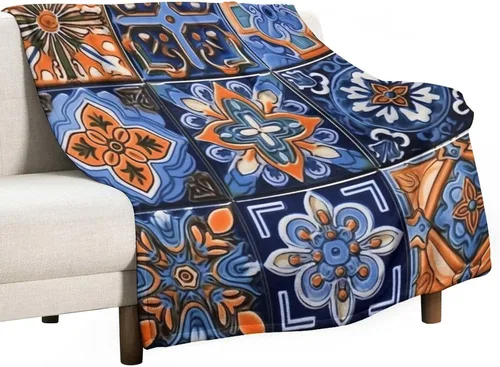 Vista 18 de Manta bohemia mexicana retro a rayas multicolor, manta bohemia étnica cálida de 30 x 40 pulgadas, suave manta de felpa mullida y acogedora manta
