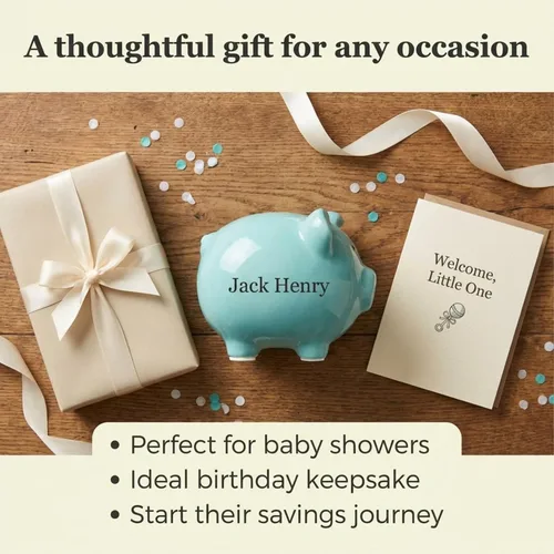 Vista 6 de Blue XL Ceramic Piggy Bank Large Cute Money Bank Decorative Savings Pig Bank for Kids & Adults Light Blue Coin Bank Home Decor Gift