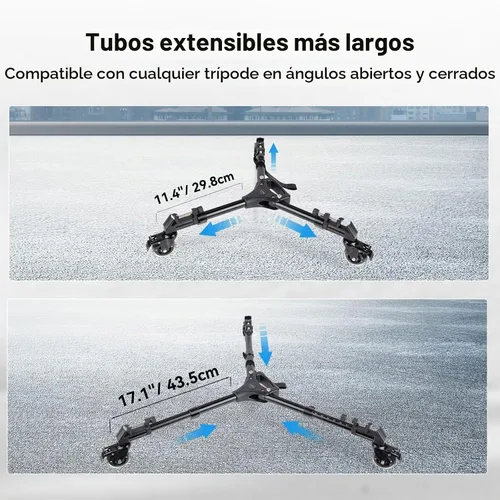 Vista 8 de SmallRig Carrito/Dolly Universal para Trípode de Fotografía, Resistente con Ruedas de Goma de 3", Patas Ajustables y Bolsa de Transporte, Capacidad