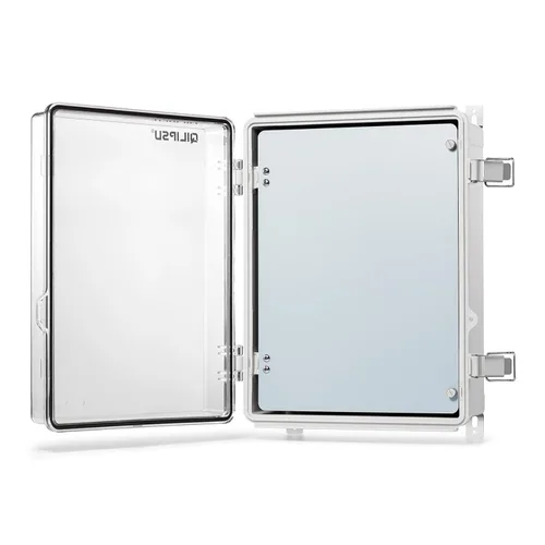 Vista 19 de QILIPSU - Caja de conexiones de acero inoxidable con tapa, bisagras y placa de montaje, universal, impermeable IP67, plástico ABS, gris, recinto