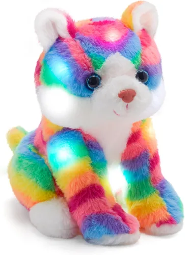 Vista 7 de Glow Guards Gatito de peluche con luces LED arcoíris, suave, con luz nocturna, regalos de Navidad, Día de los Niños, cumpleaños, para niños