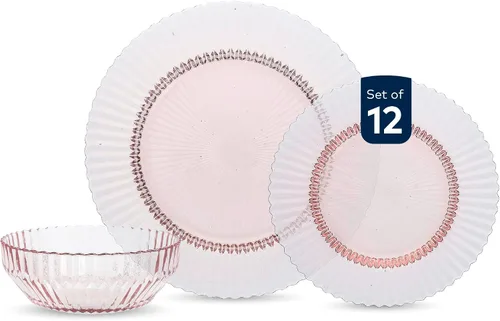 Vista 5 de Fortessa Archie Glass - Juego de vajilla de 12 piezas, servicio para 4, transparente