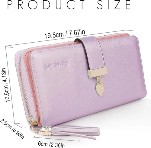 Vista 7 de Carteras RFID para mujer con múltiples ranuras para tarjetas y compartimento para teléfono celular