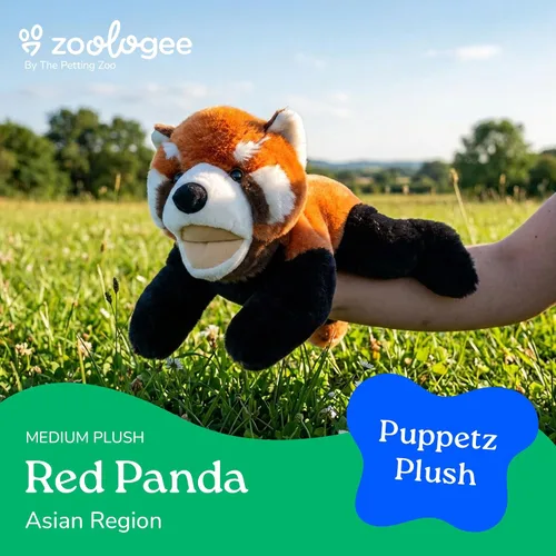 Vista 2 de The Petting Zoo Marioneta de mano de panda rojo, regalo para niños, animales de marioneta, panda rojo, juguete de peluche interactivo de 16 pulgadas