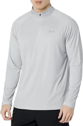 Vista 10 de Men's UPF 50+ Rash Guard 1/4 Zip Stand Collar Swim Shirt Long Sleeve Berry Conservar