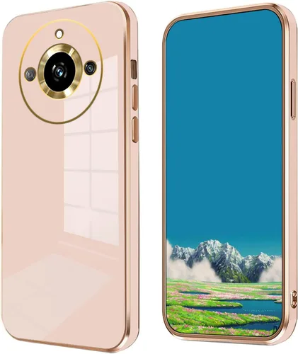 Vista 9 de Compatible con Realme 11 Pro Plus Funda de silicona rosa, chapado para Realme 11 Pro Plus, funda delgada y suave a prueba de golpes (negro)