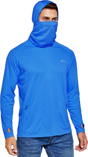 Vista 2 de Willit Camiseta de manga larga con capucha y protección solar UPF 50+ para hombre, para pesca, senderismo, ligera, con protección solar