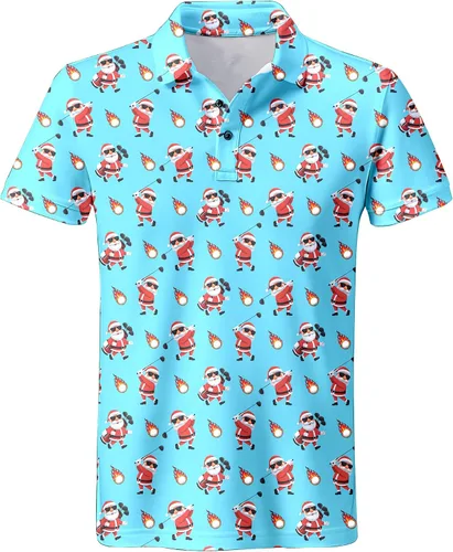 Vista 57 de Camisa de golf de los años 80 para hombre, ajuste seco, manga corta, estampada, divertidas, camisas de golf de los años 90 para hombre