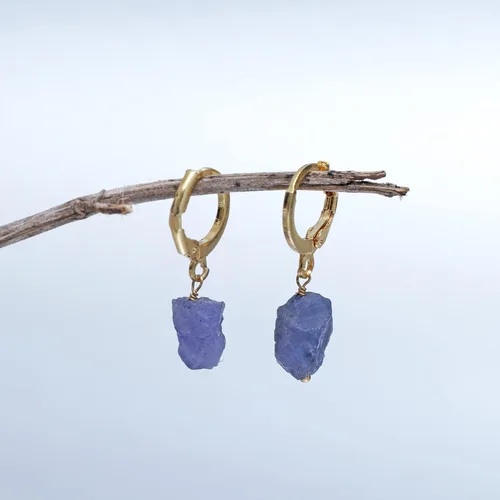 Vista 42 de Gempires Handmade Gemstone Hoop Earrings Raw Crystal Dangle Jewelry Hypoallergenic Gold Plated Lightweight Elegant Jewelry Gifts For Women
