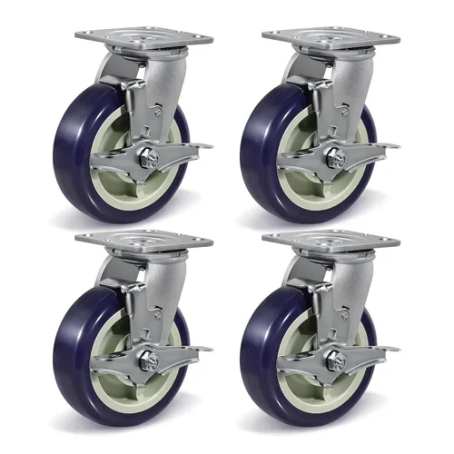 Vista 45 de Ruedas giratorias industriales de 4 x 2 pulgadas, poliuretano en rueda de polipropileno, ampliamente utilizadas para camiones de plataforma U-Boat