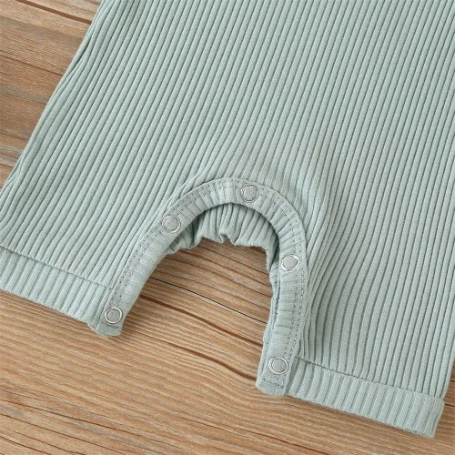 Vista 58 de Mameluco unisex de manga corta para bebé recién nacido, con botones, de una pieza, ropa de color sólido