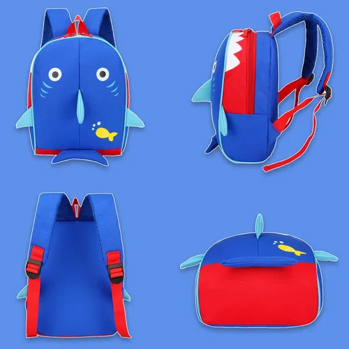 Vista 3 de Mochila para niños con correa para guardería, Azul Patchwork
