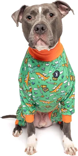 Vista 21 de Pittie Clothing Pijamas para Perro Pit Bull – Mameluco para Perro de Cobertura Completa, Ropa de Pijama Suave para Razas Medianas, Grandes, XL y XXL