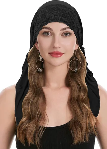 Vista 35 de ZLYC Gorro de quimioterapia para la cabeza preatado, gorro ligero para Verde (Lace Green)