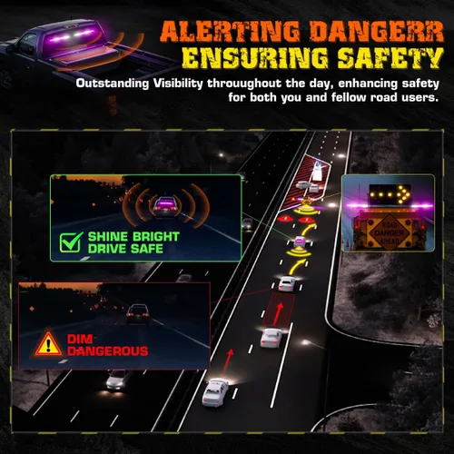 Vista 2 de Barra de luces estroboscópicas de advertencia intermitentes de emergencia de 2 x 17.7 pulgadas con controlador de pantalla digital, 20 patrones