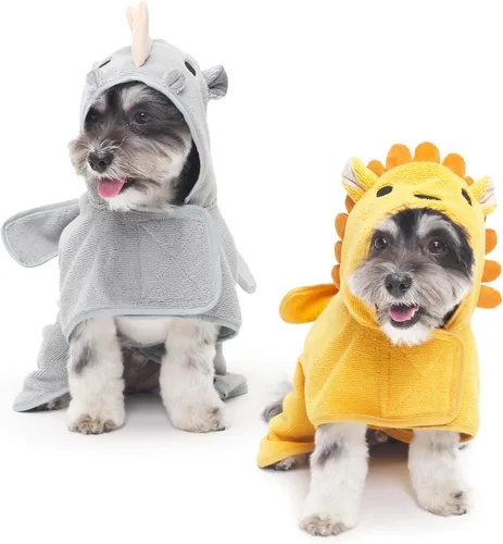 Vista 15 de BARKBOX - Albornoz para perros, tamaño mediano Toalla de baño de microfibra de secado rápido, cierre de velcro y lazo envolvente, lavable a
