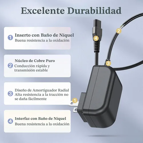 Vista 5 de Cargador de 5 V para máquina de afeitar de calavera, cable de alimentación compatible con Pitbull Gold/Silver Pro Recargable Clipper Adaptador de CA