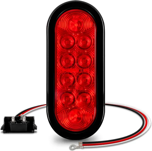 Vista 12 de Juego de luces traseras LED ovaladas para remolque de 6.0 in, 2 color ámbar y 2 color rojo 4 Rojo + 2 Blanco