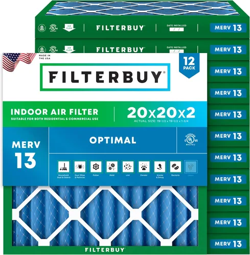 Vista 33 de Filterbuy Filtro de aire de 8 x 14 x 1 pulgadas MERV 13 de defensa óptima (paquete de 12), filtros de aire de repuesto plisados HVAC para calderas