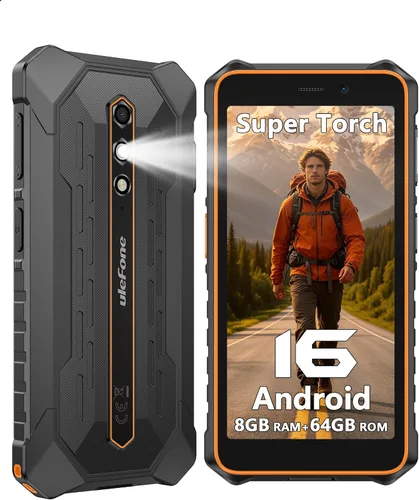 Vista 12 de Ulefone RugKing 2 Pro - Teléfono resistente, 8 (4+4) GB+64 GB Octa-Core, 4500 mAh, teléfono impermeable Android 16, pantalla HD+ Corning Gorilla