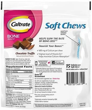 Vista 2 de Caltrate Trufa de chocolate suave con calcio y vitamina D, 60 unidades (paquete de 4)