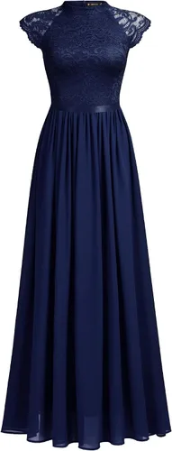 Vista 5 de Miusol Vestido largo formal sin mangas con encaje floral para dama de honor