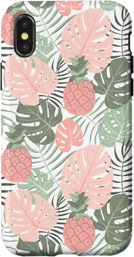 Vista 5 de Tropical Hawaiian Pineapple Pink Sage Colors Pattern Case for iPhone 17