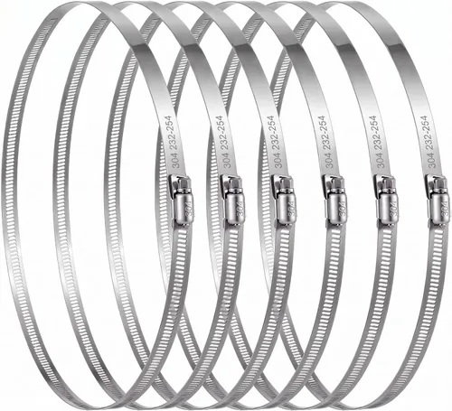 Vista 16 de Boao 4 abrazaderas ajustables de acero inoxidable 304 para conductos de 4 pulgadas, abrazadera de manguera de engranaje helicoidal para tubería