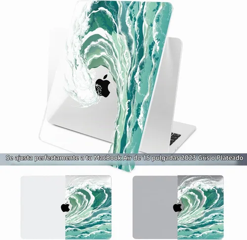 Vista 3 de Batianda Estuche Premium para Nuevo MacBook Air de 15 Pulgadas 2025 M4 2024 2023 con Chip M3 M2 Modelo A3241/A3114/A2941, Estuche Protector de Olas