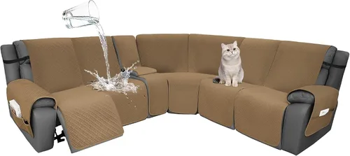 Vista 47 de Fundas de terciopelo 10% impermeables para sofá modular reclinable en forma de L, 1 pieza, fundas acolchadas para sofá reclinable esquinero, juego