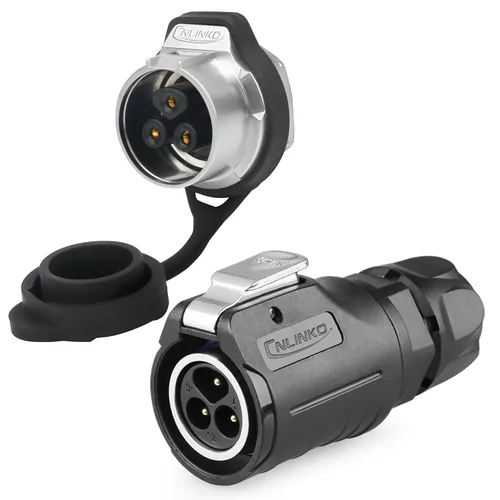 Vista 10 de CNLINKO Conector de cable eléctrico para exteriores M16 de 2 pines, resistente a la vibración IP67/IP65, para panel de enchufe industrial