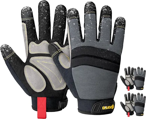Vista 14 de KAYGO Guantes de trabajo para hombre, KG125M Guantes mecánicos de uso general para todo propósito, excelente agarre, resistentes, destreza mejorada