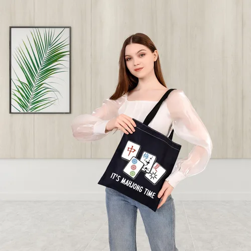 Vista 6 de BDPWSS Mahjong Tote Bag Mahjong Lover Gift Mahjong Fan Gift Mahjong Player Gift It's Mahjong Time Mahjong Game Gift