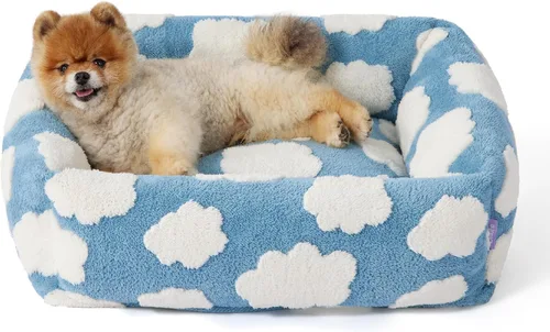 Vista 10 de LE SURE Bonita cama para perros y gatos pequeños, camas lavables para cachorros, acogedor sofá ortopédico rectangular para mascotas con felpa