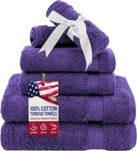 Vista 20 de Juego de toallas American Veteran Towel, de lujo, 6 piezas de algodón 100 % turco para máxima suavidad y absorción, para hotel y spa