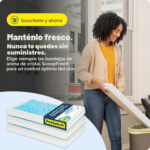 Vista 9 de Caja de arena para gatos PetSafe Legacy ScoopFree Crystal Pro autolimpiante automática - Caja de arena para gatos con entrada frontal, detección