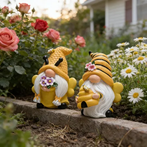 Vista 3 de Hodao Decoraciones de gnomos de jardín de primavera, gnomos de abeja de miel, decoración del Día Mundial de las Abejas, Regalos - Figura de enano