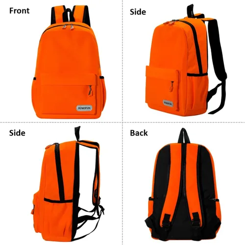 Vista 3 de Mochila para niños de 15 pulgadas, ligera, para escuela primaria, para jardín de infantes, mochila de viaje casual, Naranja, Personalizado
