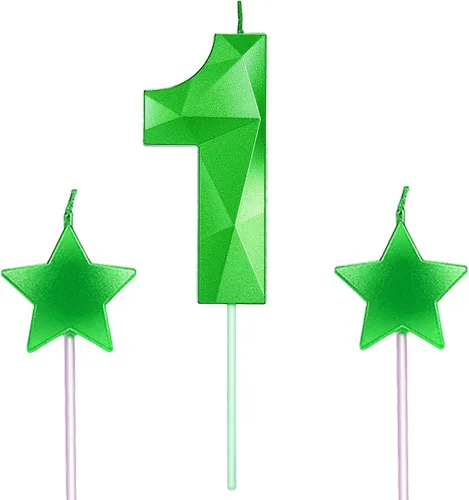 Vista 7 de Velas de primer cumpleaños y velas de corazón de estrella de 2.76 pulgadas para decoración de pasteles de cumpleaños, boda, aniversario, celebración