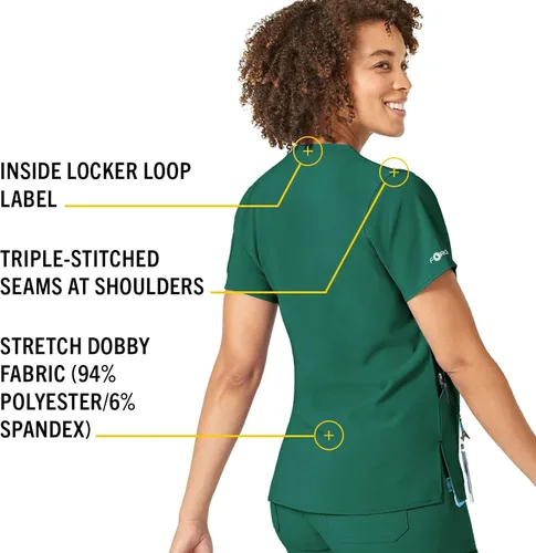 Vista 5 de Carhartt Scrubs C12110, camiseta de mujer Force® Cross-Flex de ajuste moderno con cuello en V Hunter