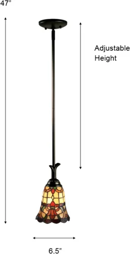Vista 3 de Dale Tiffany TH70101 Freeport Mini lámpara colgante, bronce antiguo y pantalla de cristal artístico, rojo